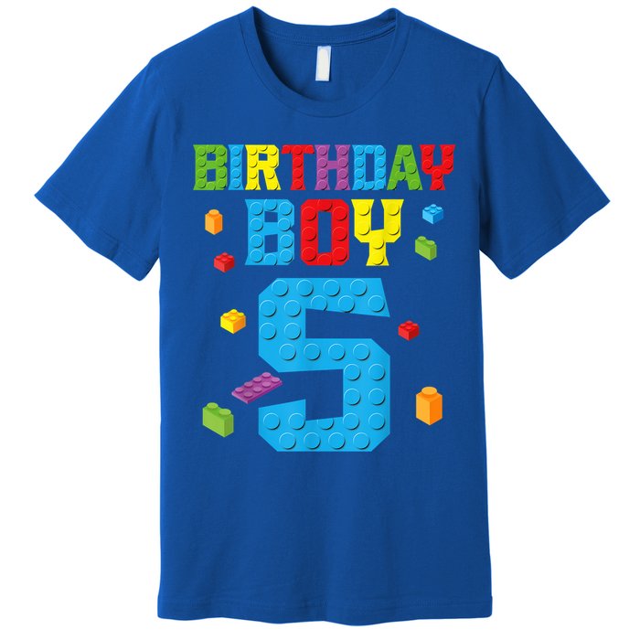 Master Builder 5th Birthday Boy 5 Five Year Building Bricks Premium T-Shirt