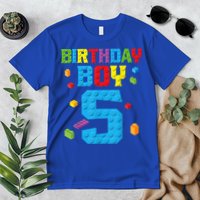 Master Builder 5th Birthday Boy 5 Five Year Building Bricks Premium T-Shirt
