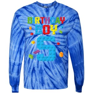 Master Builder 5th Birthday Boy 5 Five Year Building Bricks Tie-Dye Long Sleeve Shirt