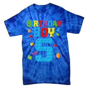 Master Builder 5th Birthday Boy 5 Five Year Building Bricks Tie-Dye T-Shirt