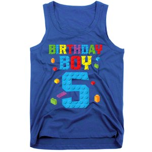 Master Builder 5th Birthday Boy 5 Five Year Building Bricks Tank Top