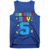 Master Builder 5th Birthday Boy 5 Five Year Building Bricks Tank Top