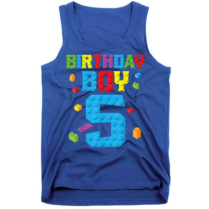 Master Builder 5th Birthday Boy 5 Five Year Building Bricks Tank Top