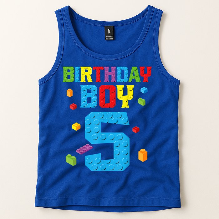 Master Builder 5th Birthday Boy 5 Five Year Building Bricks Tank Top