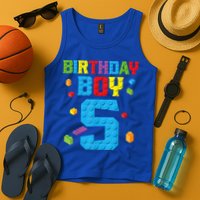 Master Builder 5th Birthday Boy 5 Five Year Building Bricks Tank Top