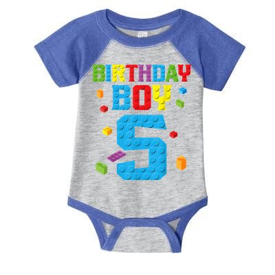 Master Builder 5th Birthday Boy 5 Five Year Building Bricks Infant Baby Jersey Bodysuit