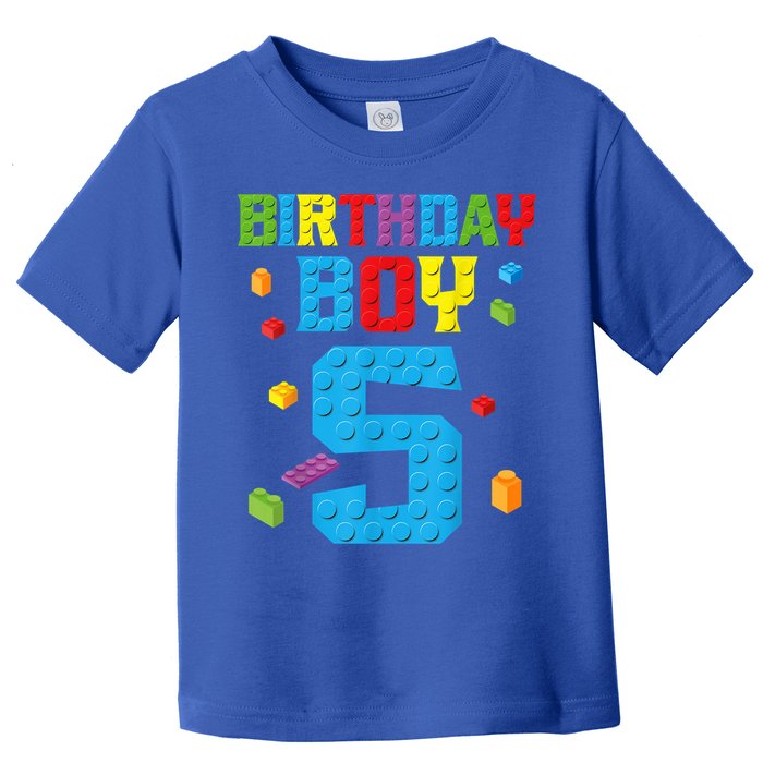 Master Builder 5th Birthday Boy 5 Five Year Building Bricks Toddler T-Shirt