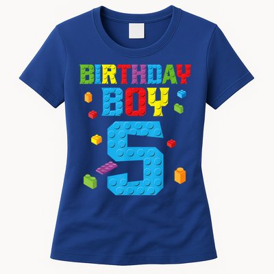 Master Builder 5th Birthday Boy 5 Five Year Building Bricks Womens T-Shirt