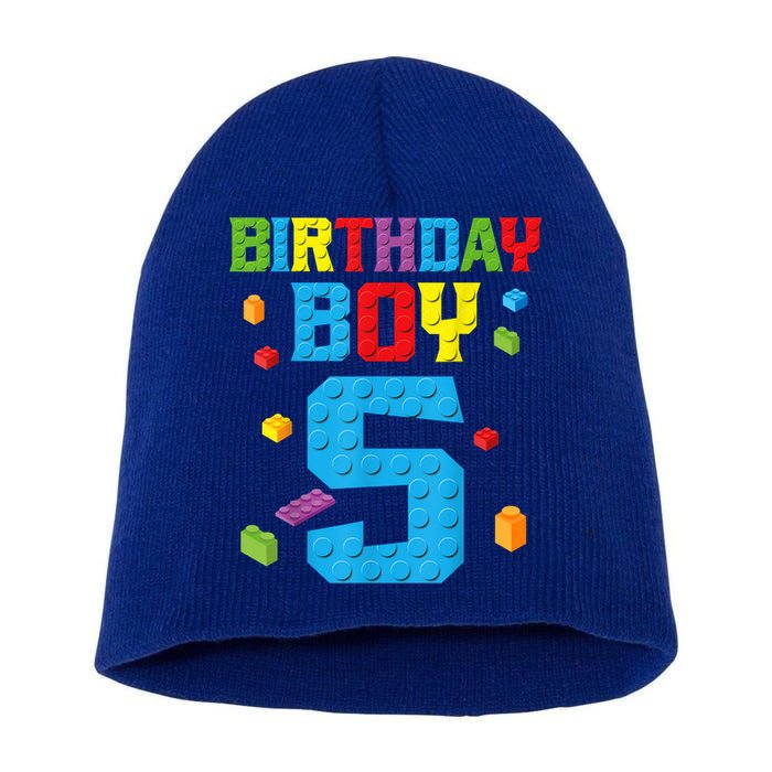 Master Builder 5th Birthday Boy 5 Five Year Building Bricks Short Acrylic Beanie