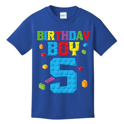 Master Builder 5th Birthday Boy 5 Five Year Building Bricks Kids T-Shirt