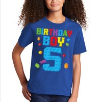Master Builder 5th Birthday Boy 5 Five Year Building Bricks Kids T-Shirt
