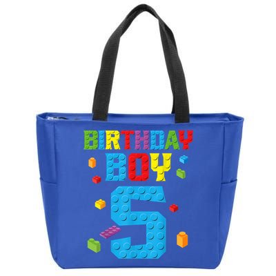 Master Builder 5th Birthday Boy 5 Five Year Building Bricks Zip Tote Bag