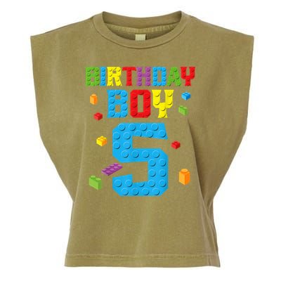 Master Builder 5th Birthday Boy 5 Five Year Building Bricks Garment-Dyed Women's Muscle Tee