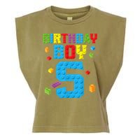 Master Builder 5th Birthday Boy 5 Five Year Building Bricks Garment-Dyed Women's Muscle Tee