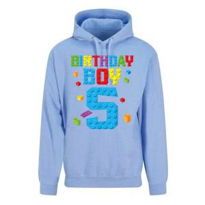 Master Builder 5th Birthday Boy 5 Five Year Building Bricks Unisex Surf Hoodie