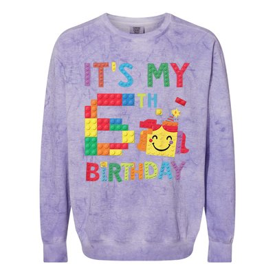 Master Builder 6th ItS My 6th Birthday Brick Blocks Colorblast Crewneck Sweatshirt