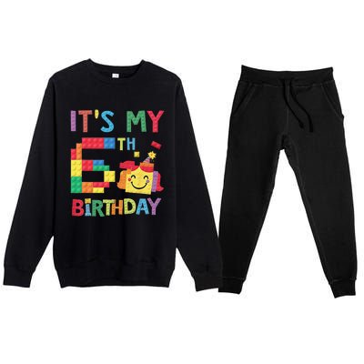 Master Builder 6th ItS My 6th Birthday Brick Blocks Premium Crewneck Sweatsuit Set