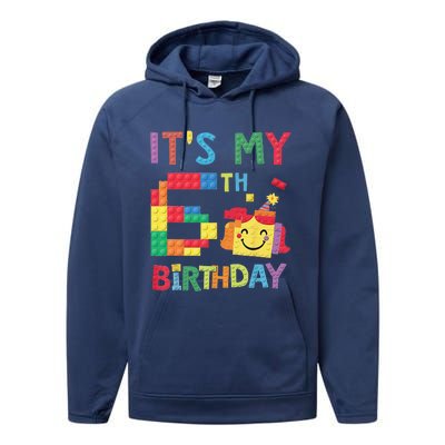 Master Builder 6th ItS My 6th Birthday Brick Blocks Performance Fleece Hoodie