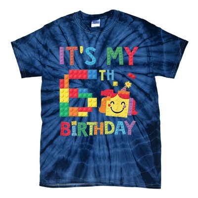 Master Builder 6th ItS My 6th Birthday Brick Blocks Tie-Dye T-Shirt