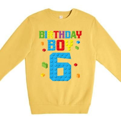 Master Builder 6th Birthday Boy 6 Six Year Building Bricks Premium Crewneck Sweatshirt