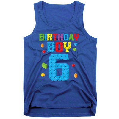 Master Builder 6th Birthday Boy 6 Six Year Building Bricks Tank Top