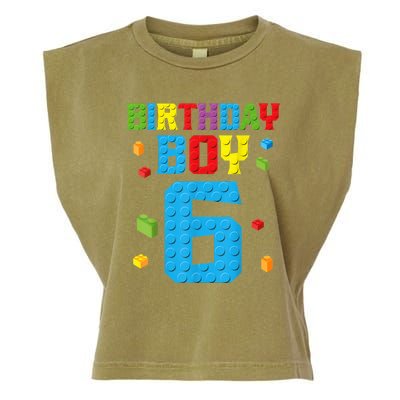 Master Builder 6th Birthday Boy 6 Six Year Building Bricks Garment-Dyed Women's Muscle Tee