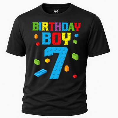 Master Builder 7th Birthday 7 Seven Year Building Bricks Cooling Performance Crew T-Shirt