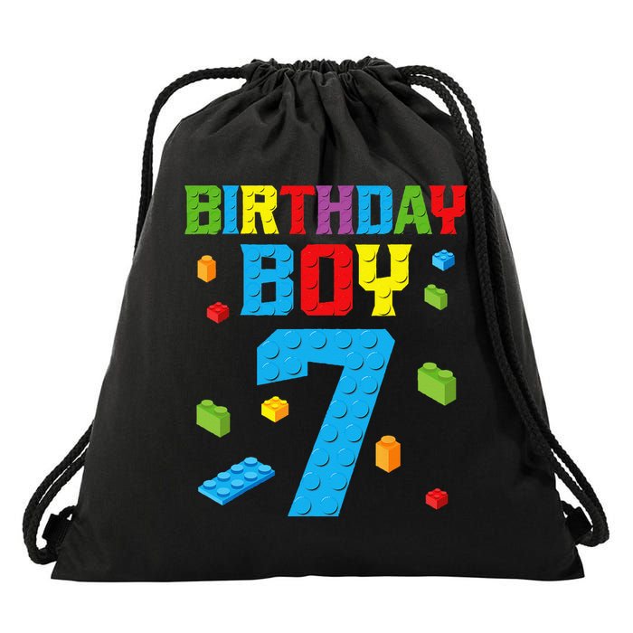 Master Builder 7th Birthday 7 Seven Year Building Bricks Drawstring Bag