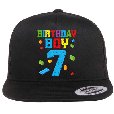 Master Builder 7th Birthday 7 Seven Year Building Bricks Flat Bill Trucker Hat
