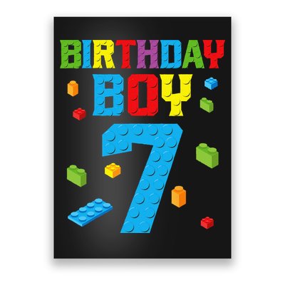 Master Builder 7th Birthday 7 Seven Year Building Bricks Poster