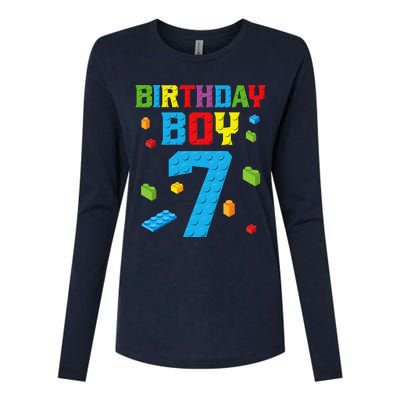 Master Builder 7th Birthday Boy 7 Seven Year Building Bricks Womens Cotton Relaxed Long Sleeve T-Shirt