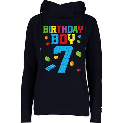 Master Builder 7th Birthday Boy 7 Seven Year Building Bricks Womens Funnel Neck Pullover Hood