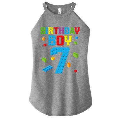 Master Builder 7th Birthday Boy 7 Seven Year Building Bricks Women’s Perfect Tri Rocker Tank