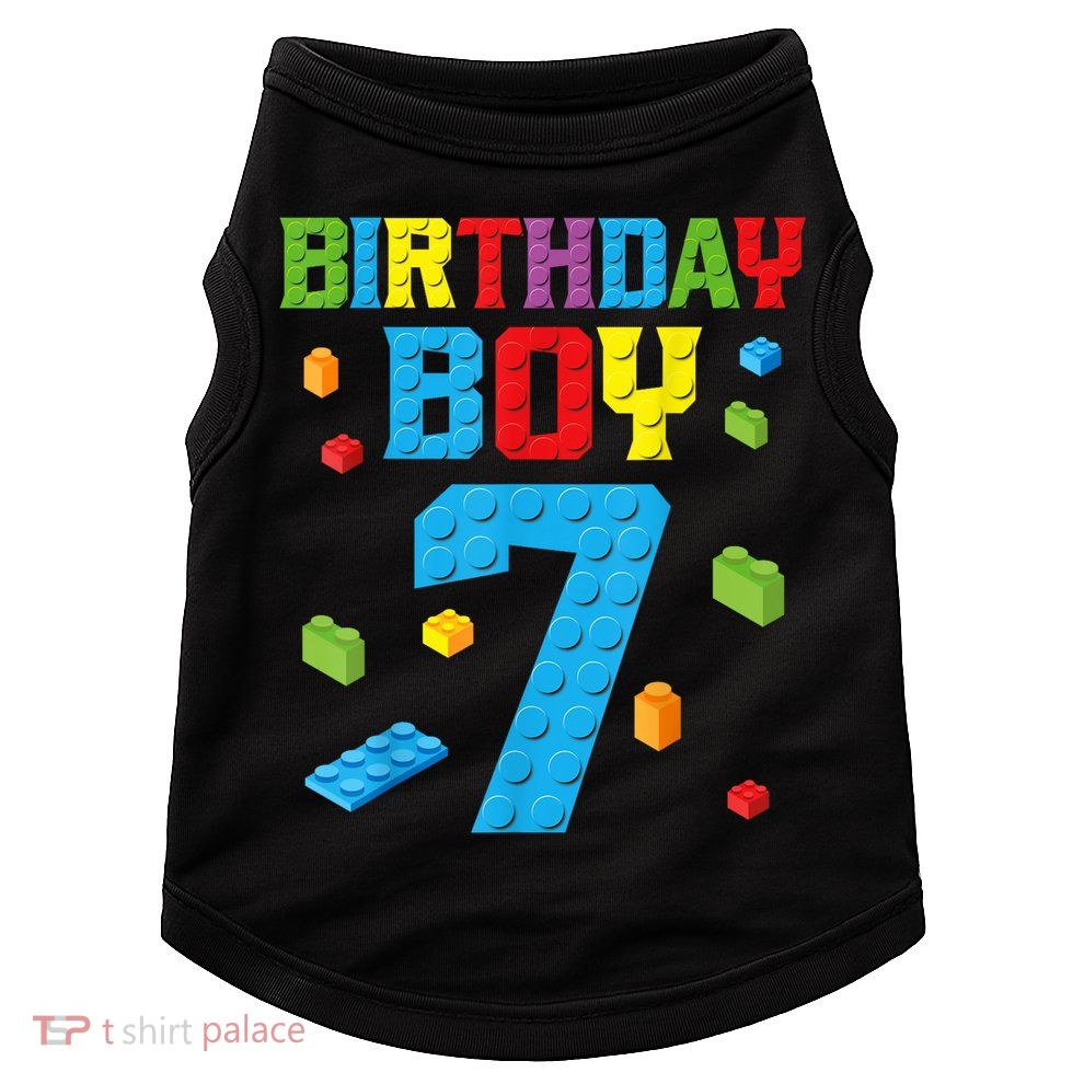 Master Builder 7th Birthday Boy 7 Seven Year Building Bricks Funny Gift Doggie Tank
