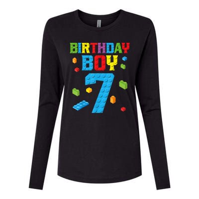 Master Builder 7th Birthday Boy 7 Seven Year Building Bricks Funny Gift Womens Cotton Relaxed Long Sleeve T-Shirt