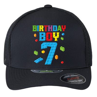 Master Builder 7th Birthday Boy 7 Seven Year Building Bricks Funny Gift Flexfit Unipanel Trucker Cap