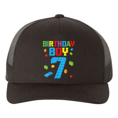 Master Builder 7th Birthday Boy 7 Seven Year Building Bricks Funny Gift Yupoong Adult 5-Panel Trucker Hat