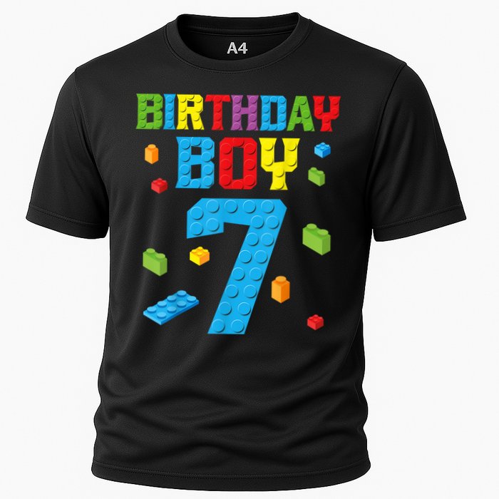 Master Builder 7th Birthday Boy 7 Seven Year Building Bricks Funny Gift Performance Shirt