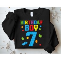 Master Builder 7th Birthday Boy 7 Seven Year Building Bricks Funny Gift Sweatshirt
