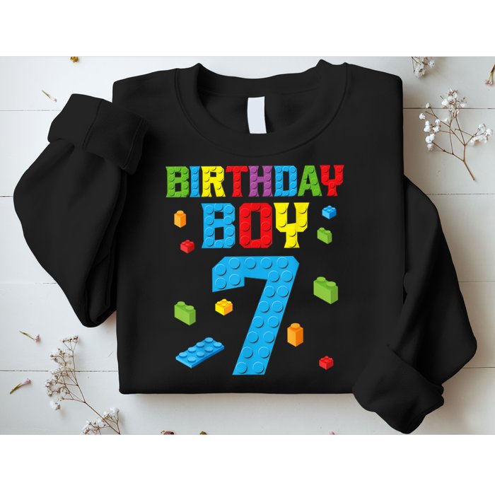 Master Builder 7th Birthday Boy 7 Seven Year Building Bricks Funny Gift Sweatshirt