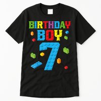 Master Builder 7th Birthday Boy 7 Seven Year Building Bricks Funny Gift Tall T-Shirt
