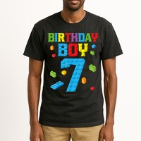 Master Builder 7th Birthday Boy 7 Seven Year Building Bricks Funny Gift Tall T-Shirt