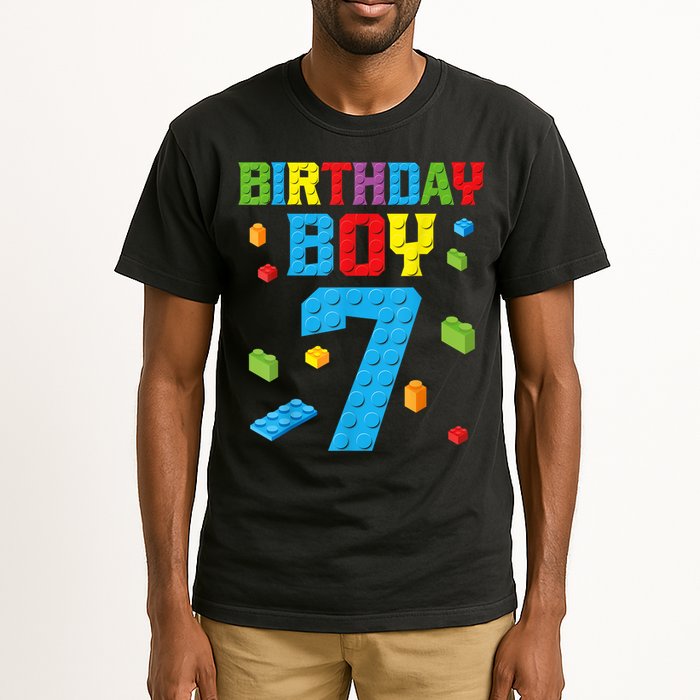 Master Builder 7th Birthday Boy 7 Seven Year Building Bricks Funny Gift Tall T-Shirt