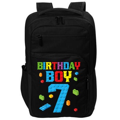 Master Builder 7th Birthday Boy 7 Seven Year Building Bricks Funny Gift Impact Tech Backpack