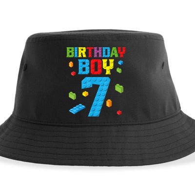 Master Builder 7th Birthday Boy 7 Seven Year Building Bricks Funny Gift Sustainable Bucket Hat