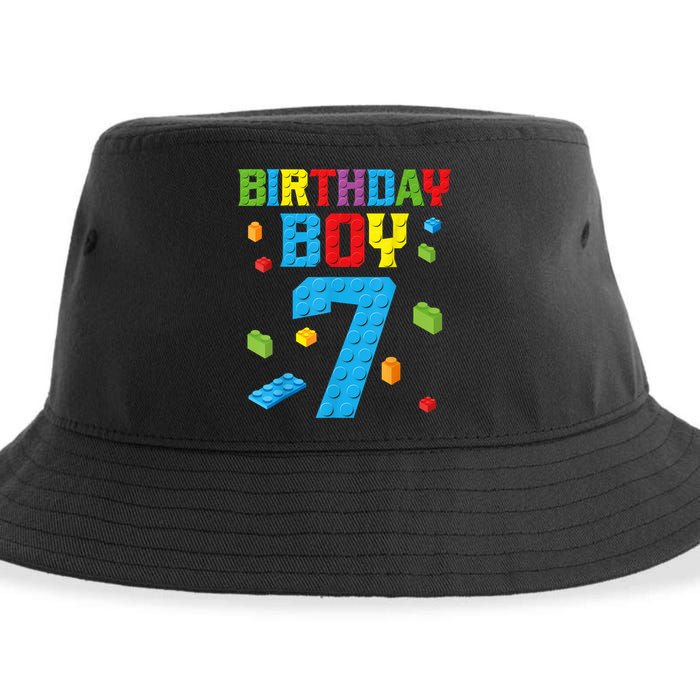 Master Builder 7th Birthday Boy 7 Seven Year Building Bricks Funny Gift Sustainable Bucket Hat