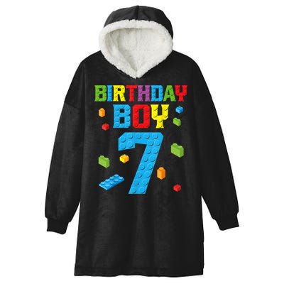 Master Builder 7th Birthday Boy 7 Seven Year Building Bricks Funny Gift Hooded Wearable Blanket