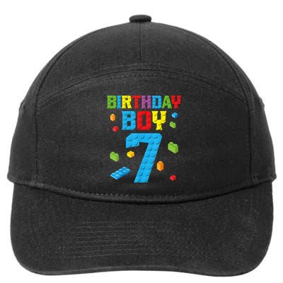Master Builder 7th Birthday Boy 7 Seven Year Building Bricks Funny Gift 7-Panel Snapback Hat