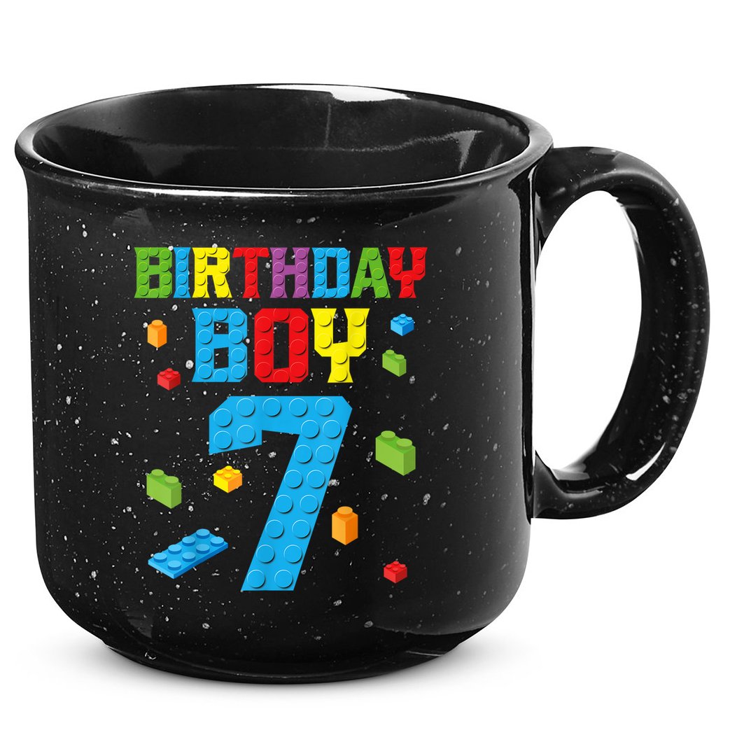 Master Builder 7th Birthday Boy 7 Seven Year Building Bricks Funny Gift 15oz Campfire Ceramic Mug