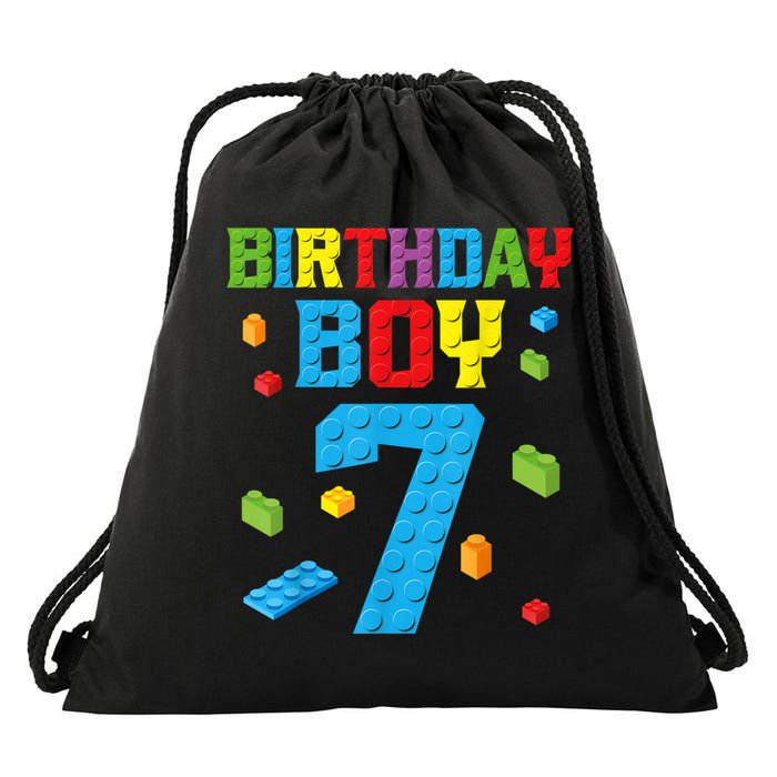 Master Builder 7th Birthday Boy 7 Seven Year Building Bricks Funny Gift Drawstring Bag